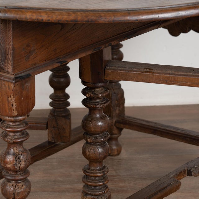 18th Century Portuguese Chestnut Drop Leaf Dining Console Table For Sale - Image 11 of 16