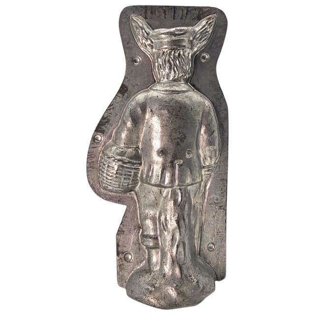 Silver H. Heris German Tin Chocolate Mold — Dutch Bunny #442, 10” For Sale - Image 8 of 18