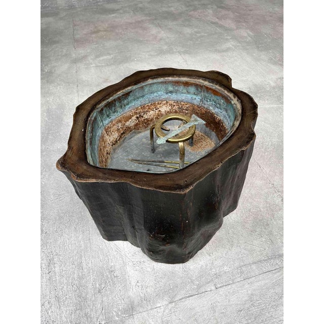 Decorative Hibachi 火鉢, made from a tree stump. Beautiful Japanese wooden hibachi with original copper lining, Meiji...