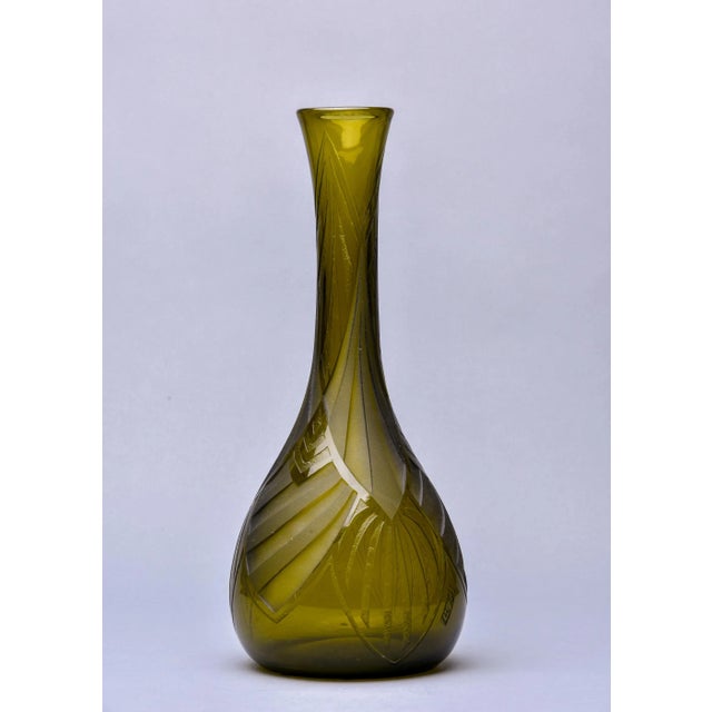 Signed Legras Acid Engraved Art Deco Glass Vase For Sale - Image 4 of 10