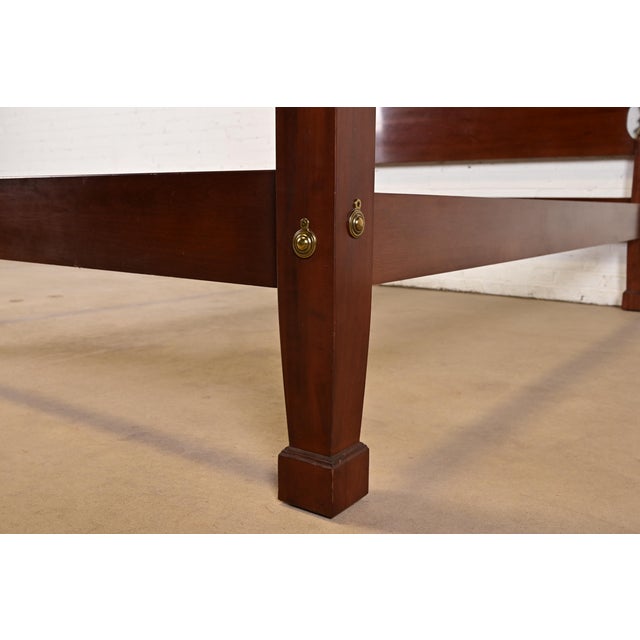 Ethan Allen Georgian Carved Solid Cherry Wood Queen Size Poster Bed For Sale - Image 11 of 13