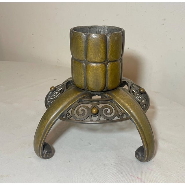 Antique 1800's Hammered Footed Bronze Arts & Crafts Christmas Tree Stand Pricket For Sale In New York - Image 6 of 12