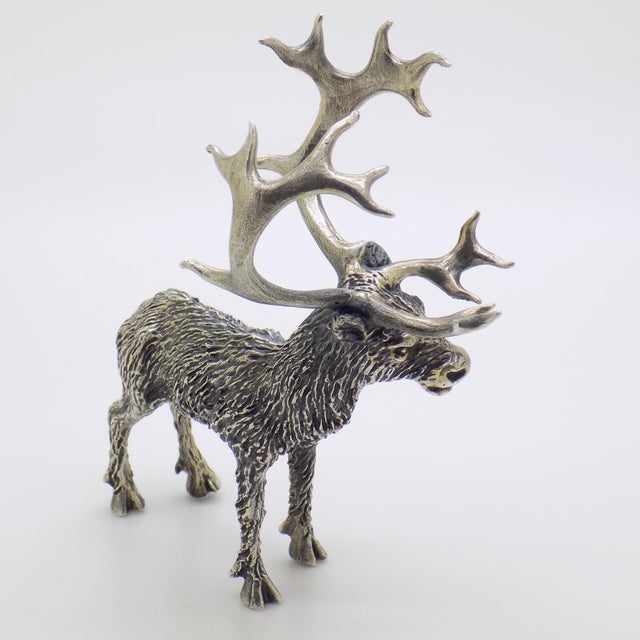 Vintage Italian Handmade Genuine Silver Large Stag Deer Sculpture by Italian Silver Artist Mario Cerreti For Sale - Image 10 of 14