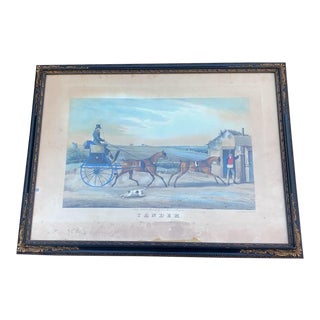 Tandem Antique Etching by T. Sutherland For Sale