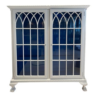 Late 19th Century Hand-Painted Glass Bookcase For Sale