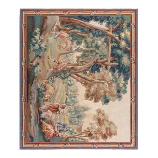 Antique 19th Century French Needlepoint Tapestry Depicting a Bucolic Scene For Sale