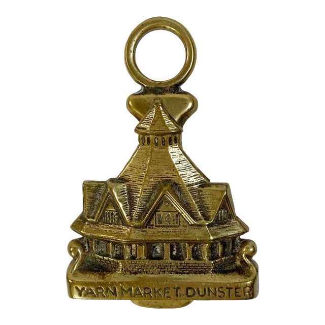 Brass Dunster Yarn Market Thatched Roof Motif Wall Clip For Sale