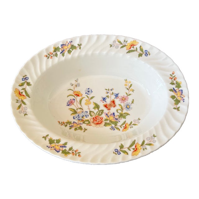 Late 19th Century Aynsley Cottage Garden Fine Bone China Bowl Serving Dish Oval Vegetable Bowl, Made in England For Sale