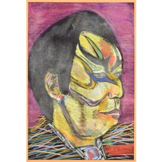 Portrait of Tattooed Man - Original Oil Paste on Canvas - Late 20th Century Late 20th Century For Sale