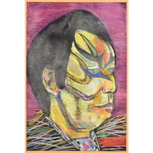 Portrait of Tattooed Man - Original Oil Paste on Canvas - Late 20th Century Late 20th Century For Sale