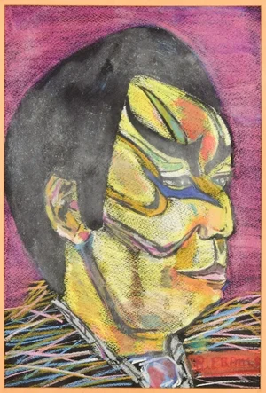 Portrait of Tattooed Man - Original Oil Paste on Canvas - Late 20th Century Late 20th Century