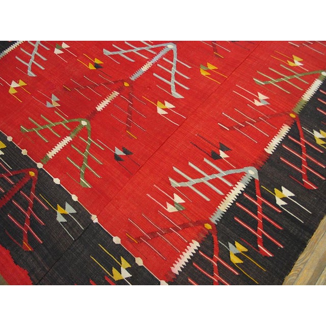 Textile 1890s Red Tree of Life Antique European Besserabian Kilim Rug 6'6" X 12'4" Flatweave Wool Carpet For Sale - Image 7 of 9