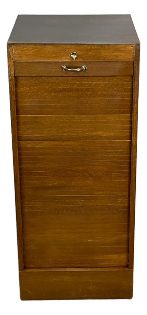 Vintage Roller Shutter Cabinet in Dark Oak, 1950s