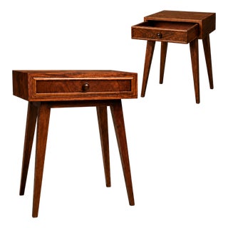 Brazilian Modern Pair of Imbuia Wood Nightstands by Teperman, Brazil, 1950s For Sale