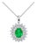 14K White Gold Colombian Emerald Diamond Pendant Necklace Estate For Sale