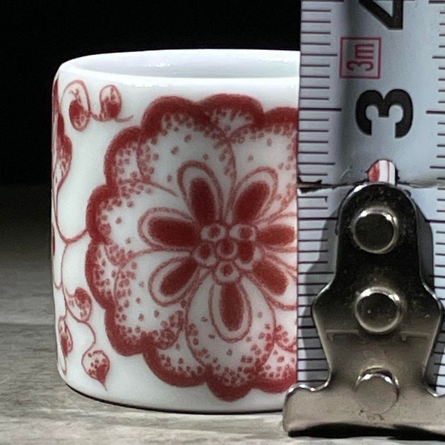 Chinese Underglaze Red Porcelain Thumb Ring With Floral Motif For Sale - Image 3 of 9