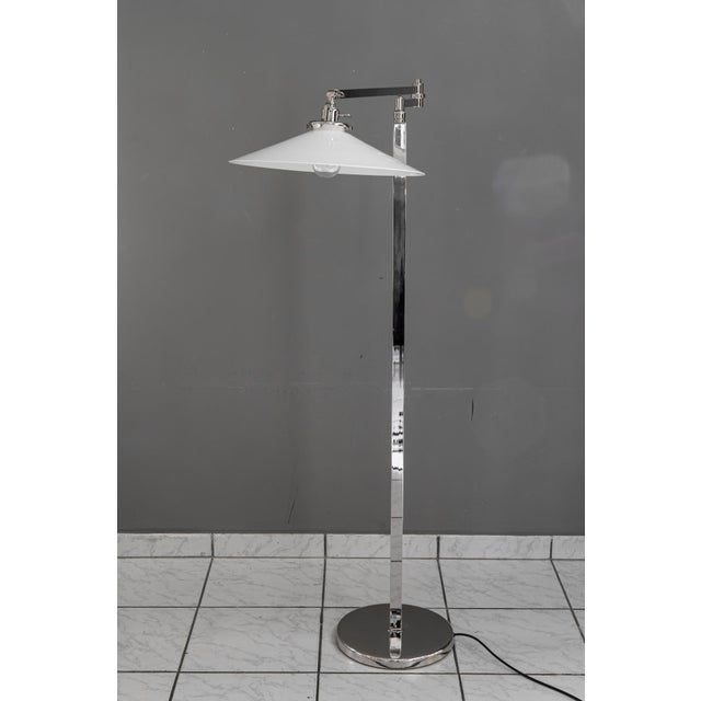 Adjustable Art Deco Nickel Floor Lamp with Opal Glass Shade, Vienna, 1920s For Sale - Image 4 of 18