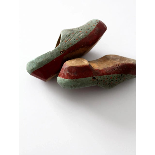 Antique Children's Wooden Clogs Pair For Sale - Image 9 of 10
