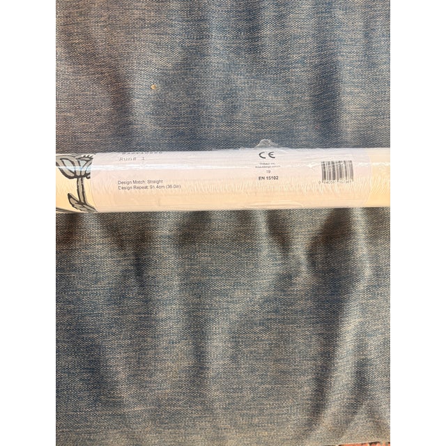 French Thibaut “Indian Flower” Wallpaper, Spa Blue – Sealed Double Roll For Sale - Image 3 of 4
