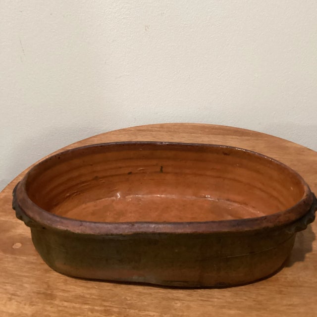 Antique French Glazed Terracotta Oval Baking/Cooking Vessel For Sale - Image 10 of 12