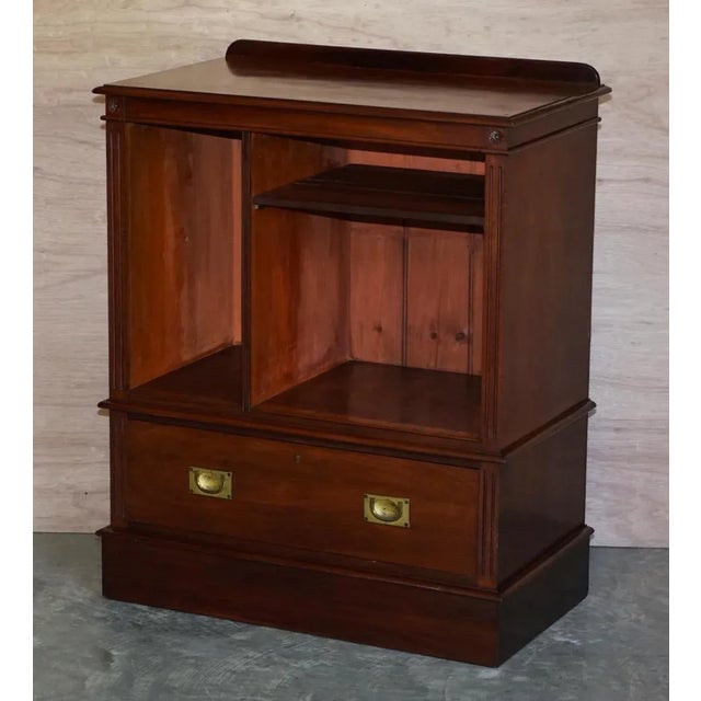 Antique Victorian Hardwood Military Campaign Drinks Cabinet or Tv Stand For Sale - Image 3 of 18