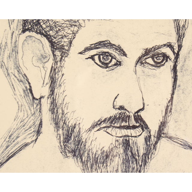1950s 1959 Self-Portrait Ink Drawing by Harry Hilson For Sale - Image 5 of 8
