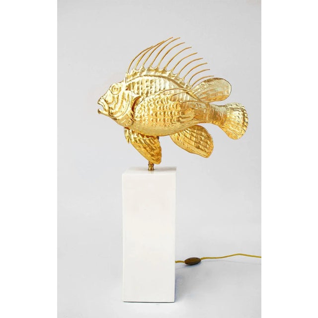 Gilt Brass Scorpion Fish Lamp, 1950s For Sale - Image 6 of 6