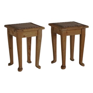 Antique Danish Pine Stools, Late 19th Century, Set of 2 For Sale