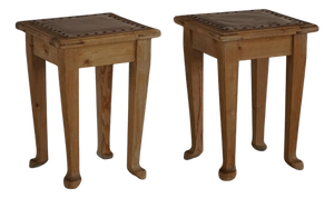 Antique Danish Pine Stools, Late 19th Century, Set of 2