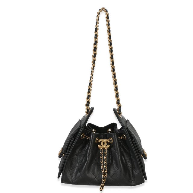 Black 26P Black Quilted Caviar Mini Chanel 25 Hobo Handbag For Sale - Image 8 of 9