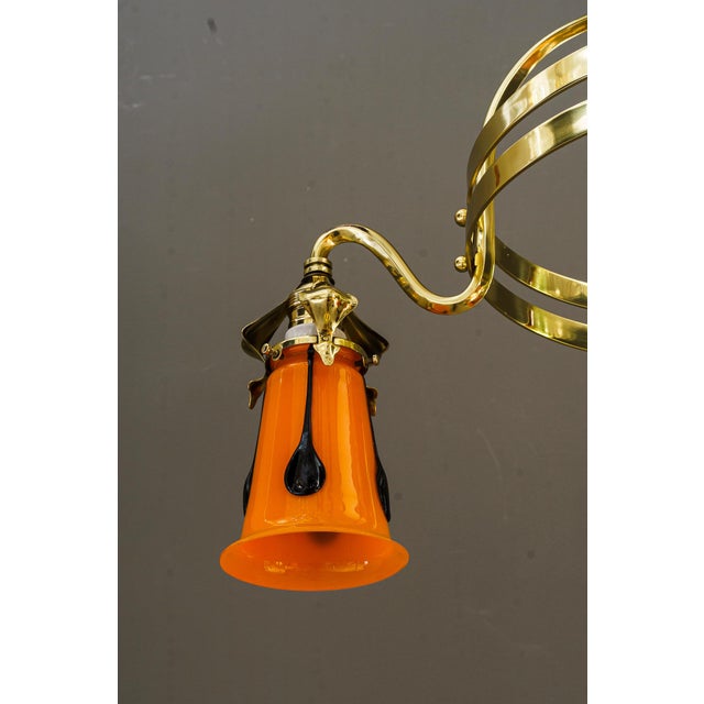 Antique Chandelier with Loetz Glass Shades, 1910 For Sale - Image 18 of 18