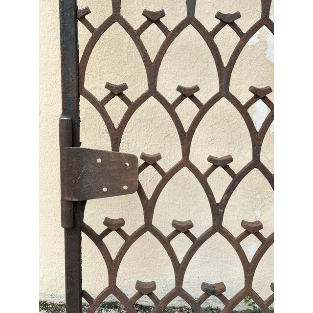 Antique French Art Nouveau Wrought Iron "Repeating Arch" 55x48 Garden Entry Gate For Sale - Image 10 of 18