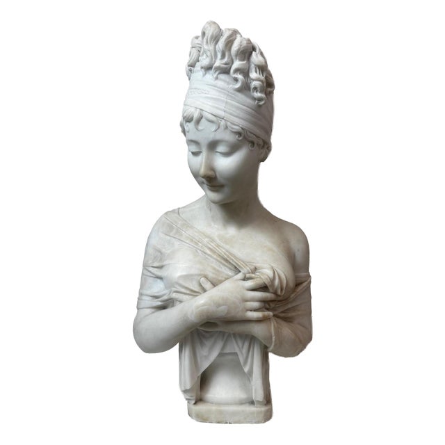 After Chinard, Bust of Juliette Récamier, 1800s, Marble For Sale