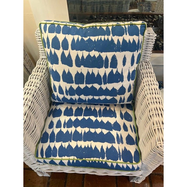 Pair of White Wicker Club Chairs For Sale - Image 16 of 18