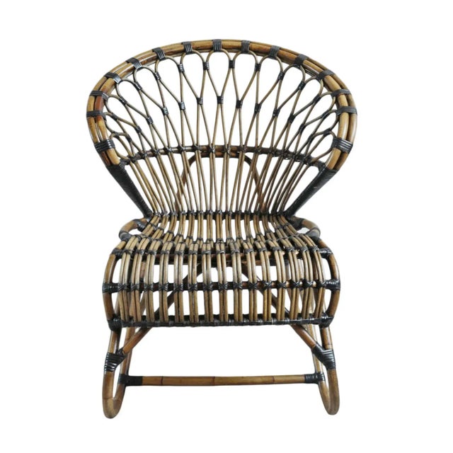 Tea Stain Bamboo & Rattan Side Chair For Sale - Image 9 of 9