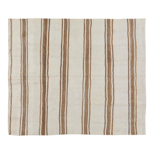 Vintage Turkish Flatweave Hemp Rug, 4'6''x5'4'' For Sale