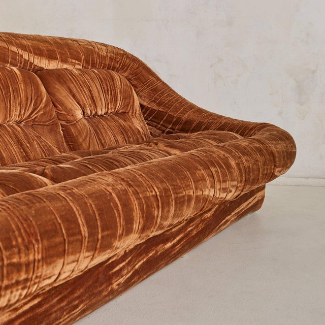1970s Italian Pleated Velvet Sofa in the Manner of De Pas, DUrbino & Lomazzi, 1970s For Sale - Image 5 of 18