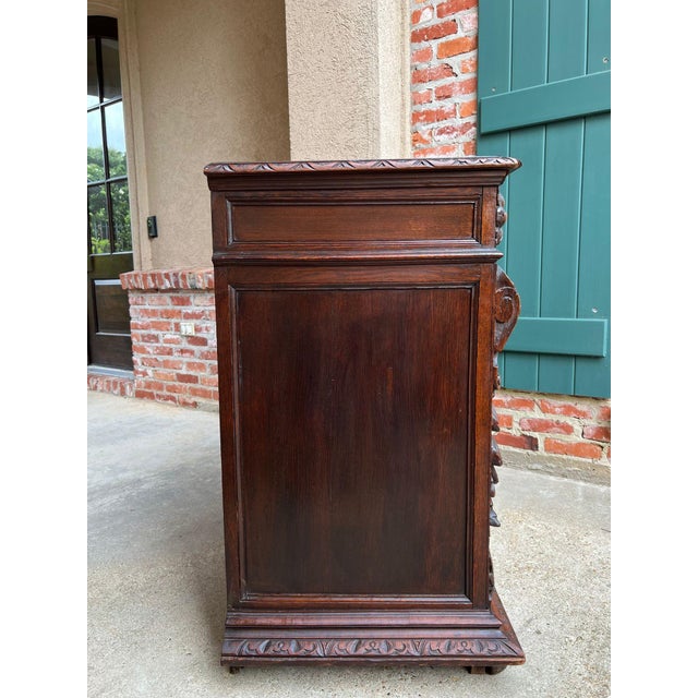 Antique French Wine Cabinet Sideboard Renaissance Revival Carved Oak C1890 For Sale - Image 14 of 18