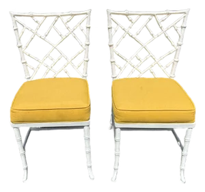 Vintage Aluminum Phyliss Morris Attributed Faux Bamboo Dining Chairs - A Pair