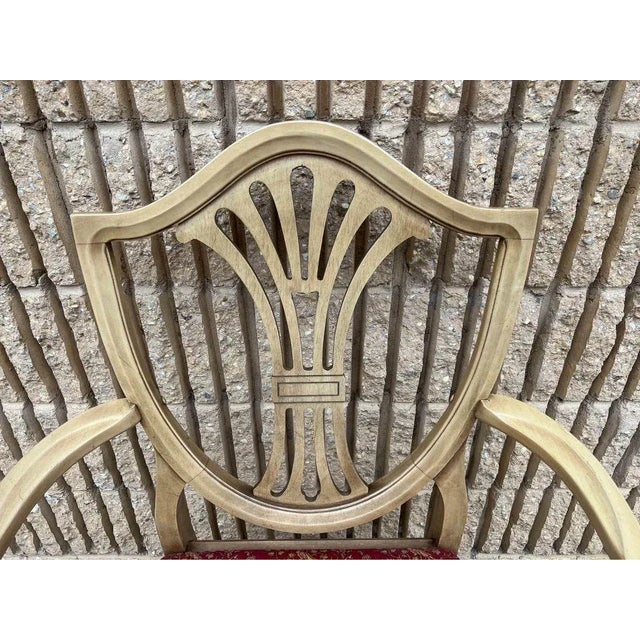 Mid 20th Century Vintage Drexel Federal Style Tan Color Painted Shield-Back Dining Chairs- Set of 5 For Sale - Image 10 of 10