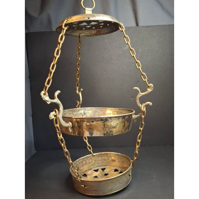 Late 19th Century Judaica Silver Plated Bronze Ner Tamid Synagogue Memorial Hanging Lamp Frame Eternal Light For Sale In Boston - Image 6 of 18
