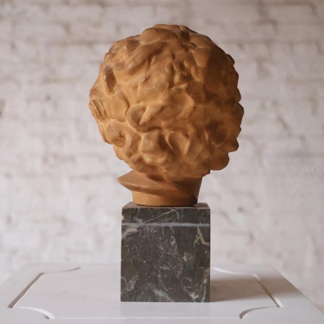 Early 19th Century French Terracotta Bust With Marble Base For Sale - Image 4 of 4