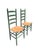 Vintage Rustic Farmhouse Green Ladderback Chairs With Rush Seats- A Pair For Sale In Charlotte - Image 6 of 15