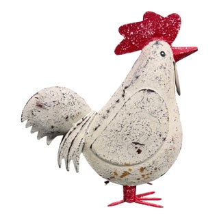 Rustic & Rare Vintage Farmhouse Metal Rooster For Sale