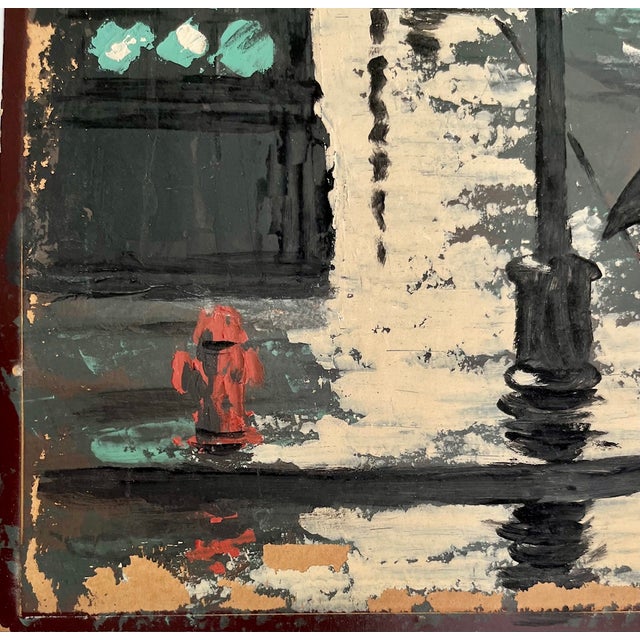 Julian Rainy City Street Original Oil Painting Signed For Sale - Image 4 of 4