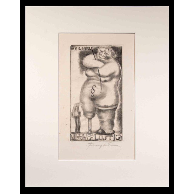 Ex Libris Doctor Turis Lustig is an etching realized by Michel Fingesten in 1930s. 30x24 cm. it includes passpartout....