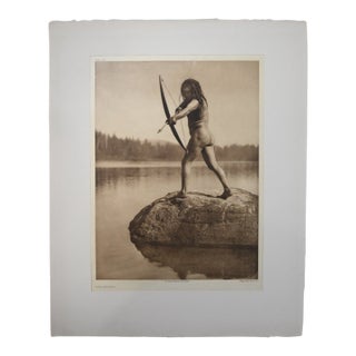 Edward S. Curtis "The Bowman" Photogravure on Gampi Tissue, 1916 — Nootka Archer, Cardozo Collection For Sale
