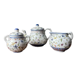 Vintage Lis Ceramica Brasil Handpainted Floral Design Tea Set- 3 Pieces