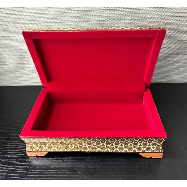 VTG Persian Hand Made Inlaid Wooden Khatam Kari Jewelry Box For Sale - Image 11 of 11