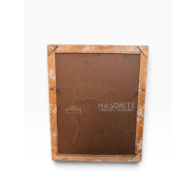 Wood Mid-Century Modern Seated Woman Portrait Painting on Masonite - Framed For Sale - Image 7 of 7